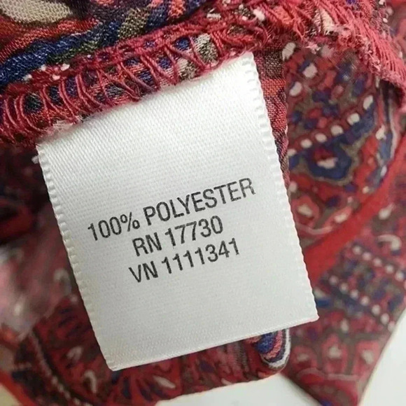 Converse one star button up printed bell sleeve chiffon blouse M - Picture 7 of 8